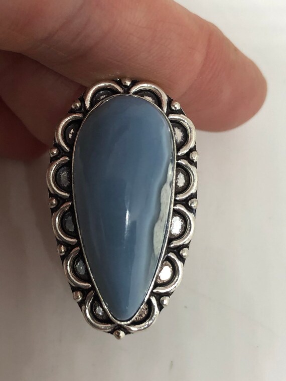 Vintage Blue Onyx Ring  Cocktail Size 8.5 - image 6