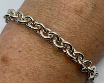 Vintage Italy Sterling Silver 925 Ball Bead Mesh Chain Bracelet