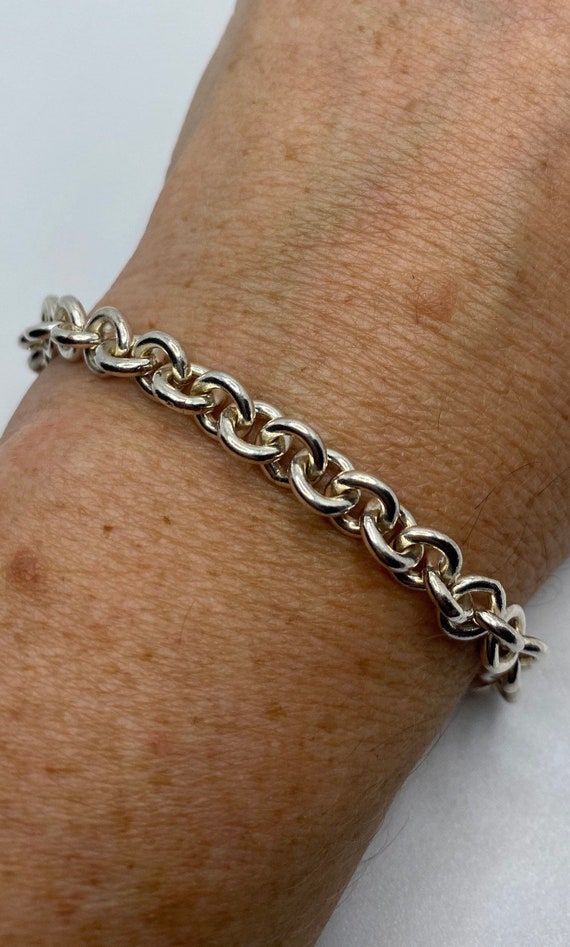 Vintage 925 Sterling Silver Chain Link Charm Brac… - image 1