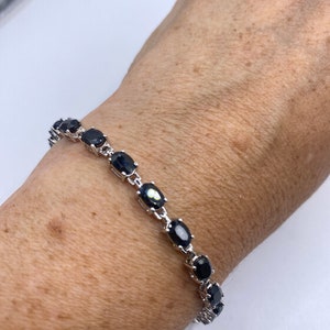 Vintage Blue Black Sapphires 925 Sterling Silver Bracelet