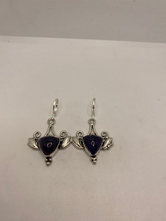 Vintage Purple Amethyst Earrings 925 Sterling Sil… - image 7