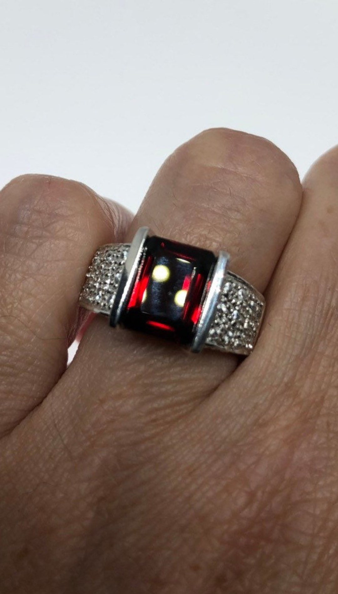いラインアップ ヴィンテージ ボヘミアン ガーネット リング 925 スターリング アクセサリー