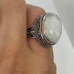 Vintage Genuine Rainbow Moonstone Ring