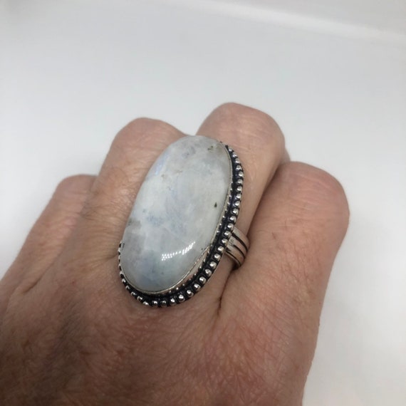 Vintage Blue White Rainbow Moonstone Silver Cockt… - image 6