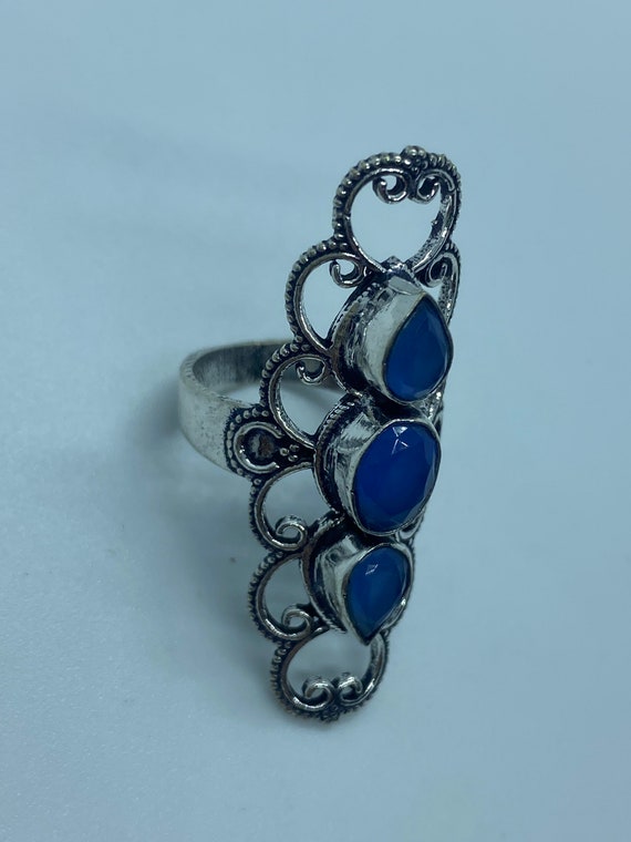 Vintage Blue Chalcedony Ring Statement Cocktail - image 4