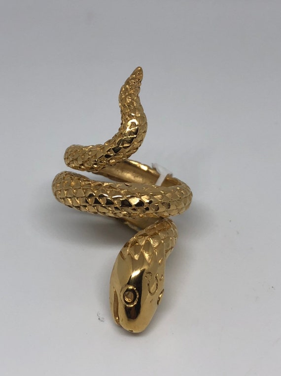 Vintage Gothic Golden Stainless Steel Snake Mens … - image 9