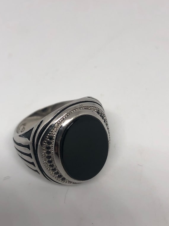 Vintage Gothic 925 Sterling Silver Genuine Black Onyx Mens Ring - Etsy