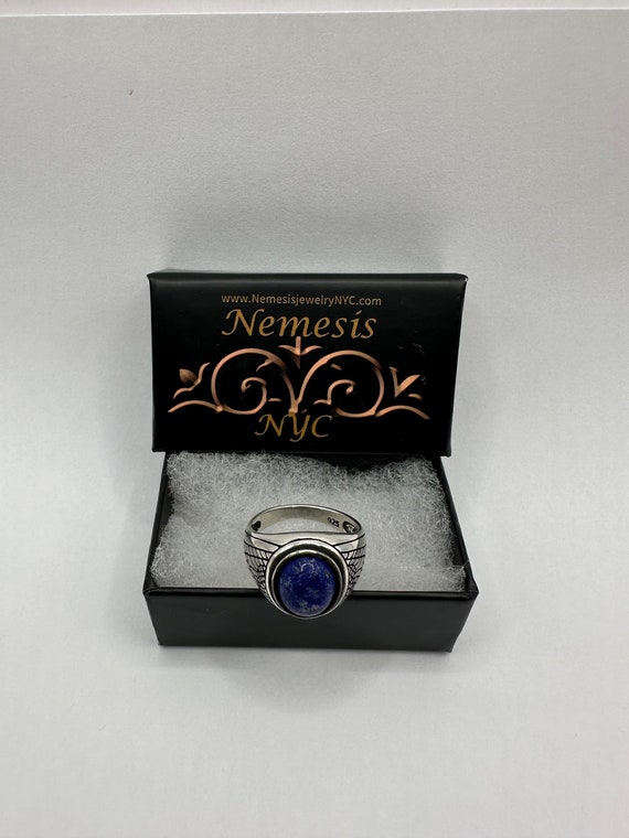 Vintage Blue Lapis Lazuli Mens Ring 925 Sterling … - image 7