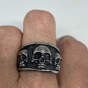 Vintage gotische roestvrijstalen schedels catacomben herenring