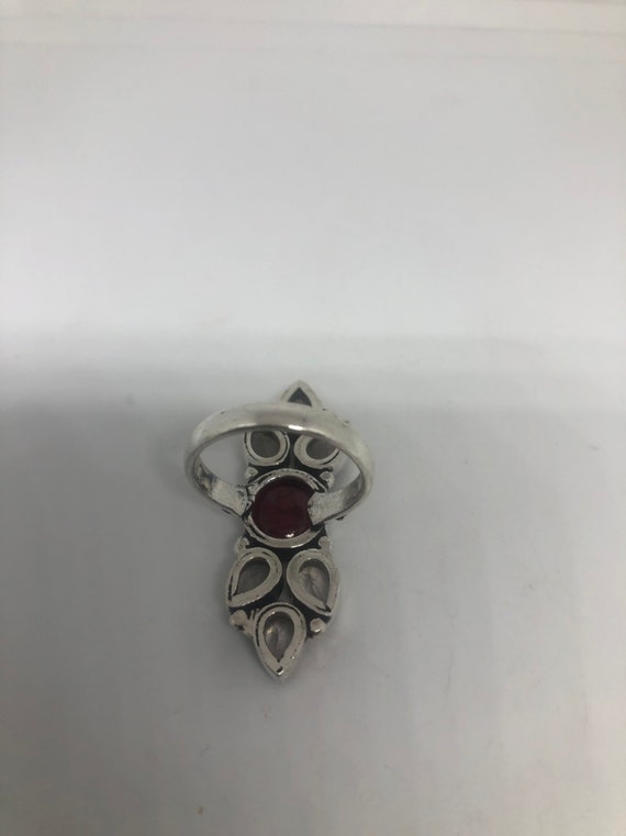 Vintage Genuine Rose Quartz Ruby Ring Silver Stat… - image 3