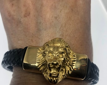 Vintage stijl unisex herenarmband met leeuwenmotief
