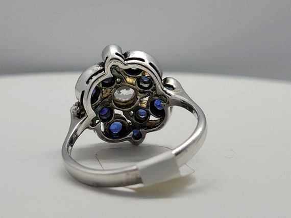 Vintage White Sapphire and Blue Sapphire Ring in … - image 6