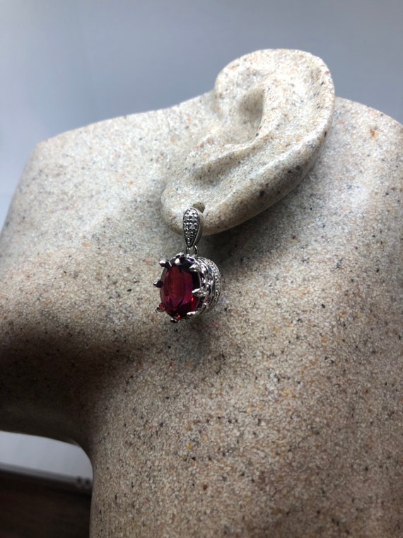 Vintage Handmade 925 Sterling Silver Garnet Earrin
