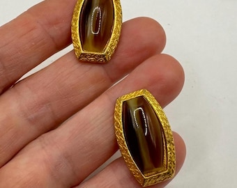 Vintage deco, gold tigers eye cufflinks Cuff Links