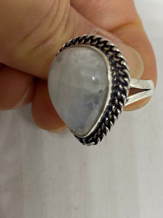 Vintage Genuine Rainbow Moonstone Ring - image 6