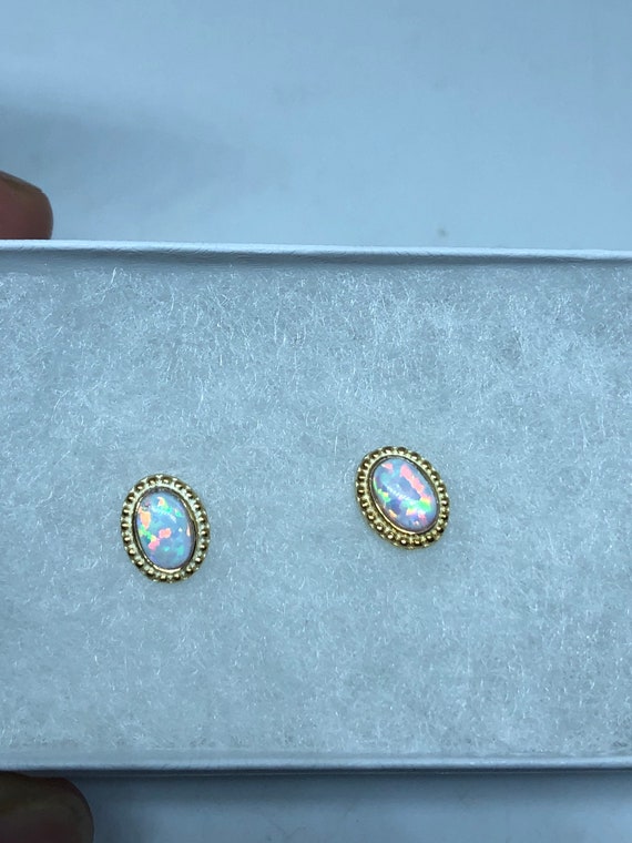Vintage White Opal Earrings 925 Sterling Silver S… - image 4