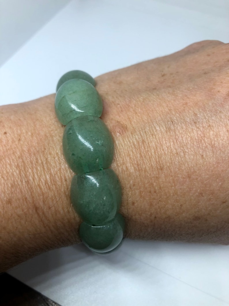 VintageAventurine Green Jade Lucky stretch Bracelet