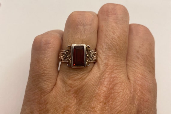 Vintage Garnet Celtic Ring 925 Sterling Silver - image 2