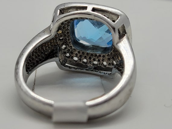 Vintage Blue Topaz and White Sapphire Ring in 925… - image 7