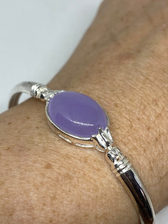 Vintage Purple Jade Tennis Bracelet in 925 Sterli… - image 1