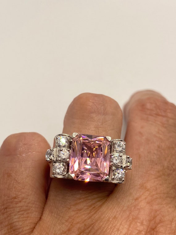 Vintage Pink Ice CZ  Deco Ring 925 Sterling Silver - image 9