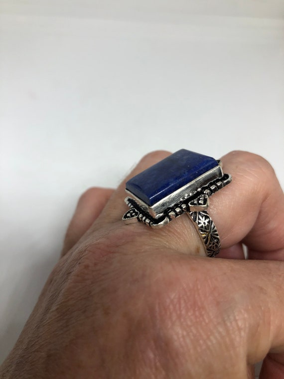 Vintage Blue Genuine Lapis Lazuli Cocktail Ring - image 3