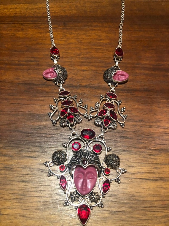 Red Handmade Gothic Styled Silver Finished Genuine