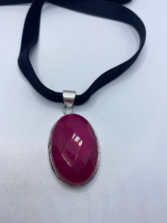 Vintage Antique Pink Raw Ruby Choker Necklace - image 4