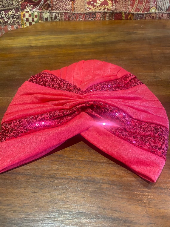 Vintage Wine Red Stretch Velvet Deco Turbin Hat - image 5