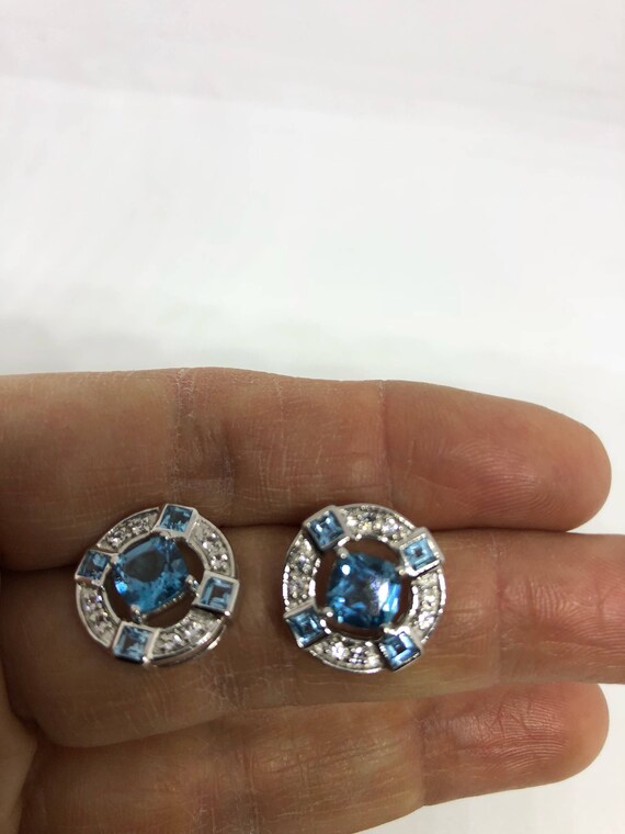 Vintage Mixed Genuine Blue Topaz Gemstone Filigre… - image 3