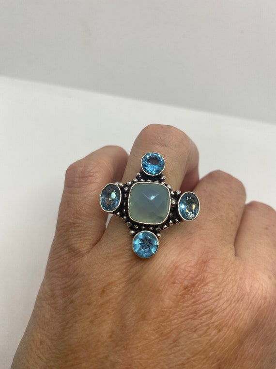 Vintage Blue Chalcedony Blue Topaz Ring - image 5