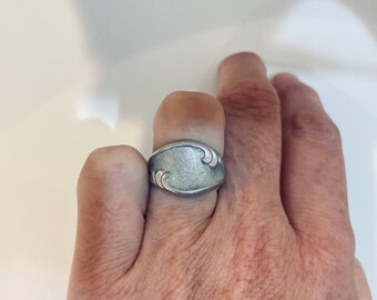 Bague Ancienne En Argent Sterling 925 Gravée Fleur - Taille 8 (FR) - Occasion - Style Vintage