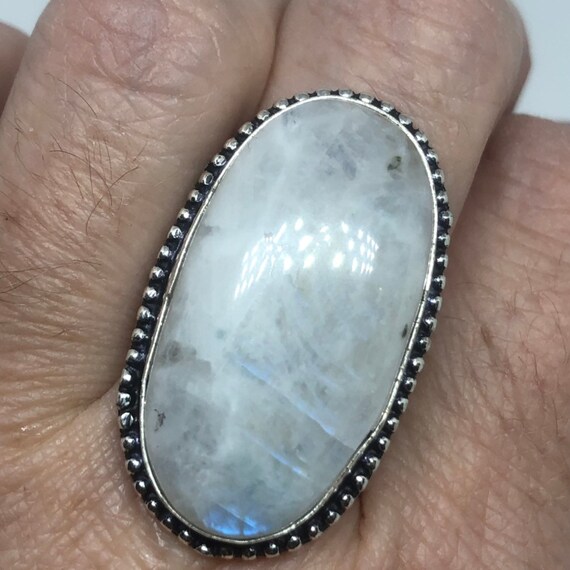 Vintage Blue White Rainbow Moonstone Silver Cockt… - image 3