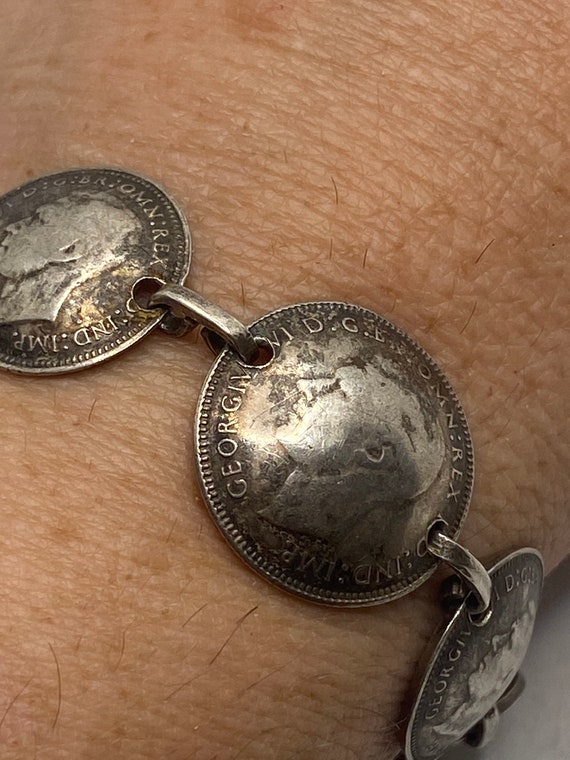 Vintage 925 Sterling Silver Coin Bracelet - image 10