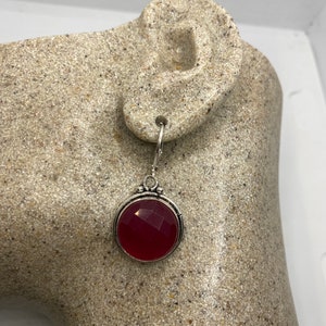 Vintage Raw Ruby LeverBack 925 Sterling Silver Earrings
