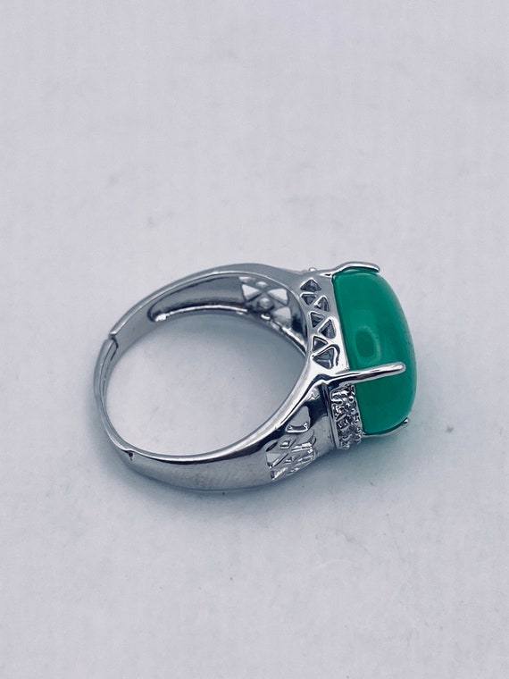 Vintage Lucky Green Nephrite Jade Heart Ring - image 6