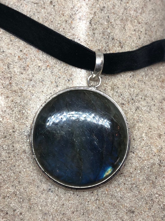 Vintage Silver Genuine Blue Labradorite Gemstone … - image 2