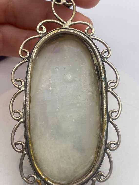 Vintage Rainbow Moonstone Choker Pendant Necklace - image 3