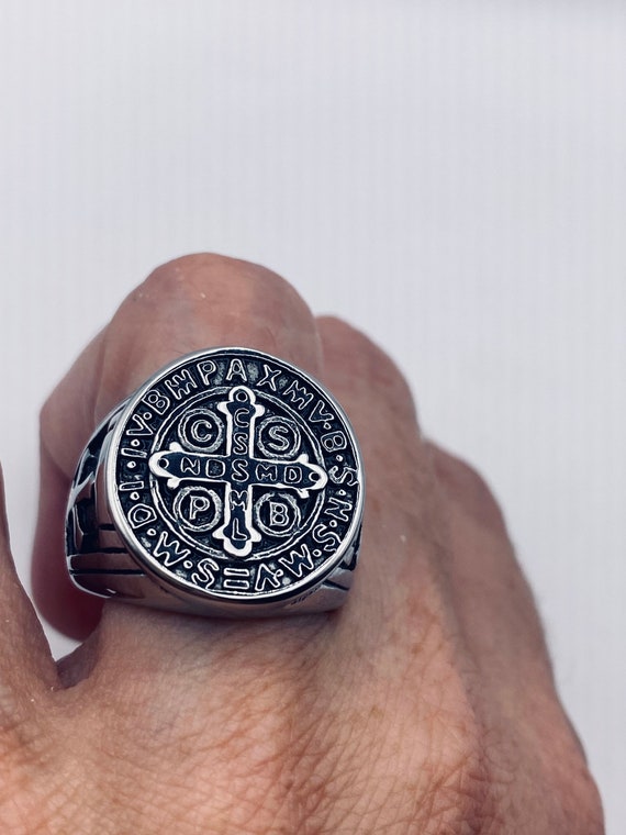 Vintage San Bernardino Stainless Steel Cross Mens Ring Wax Seal - Etsy