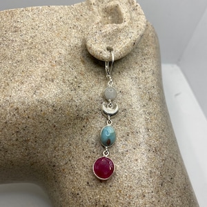 Vintage Raw Ruby LeverBack 925 Sterling Silver Earrings