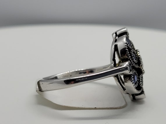 Vintage White Sapphire and Blue Sapphire Ring in … - image 4