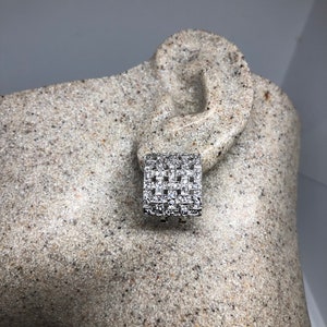 Vintage Handmade Sterling Silver diamond look Gemstone dramatic Earrings
