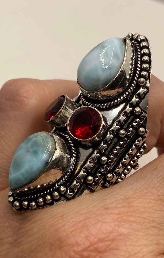 Vintage Blue Larimar Silver Ring - image 2