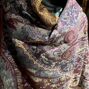 Vintage Jamawar Paisley Brocade Pashmina Scarf Wrap Shawl