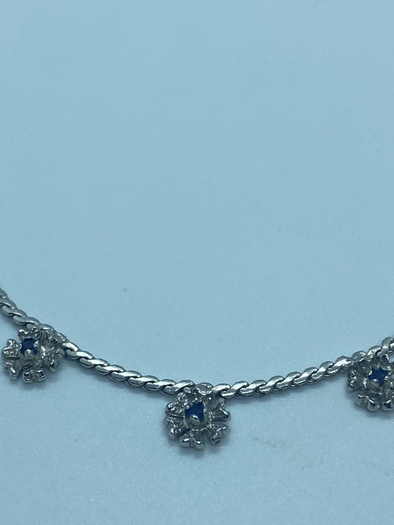 Vintage 925 Sterling Silver Blue Sapphire  Flower… - image 3