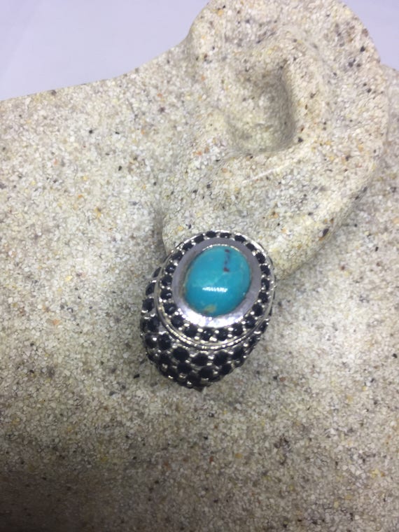 Vintage Handmade Sterling Silver Genuine Deep Blu… - image 1