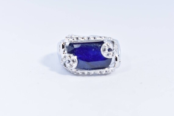 Vintage Handmade Deep Blue Sapphire and White 925… - image 6