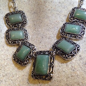 Vinate Green Aventurine Silver Finish Necklace