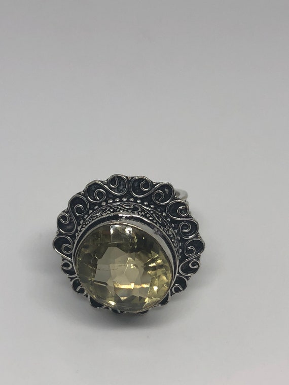 Vintage Genuine Citrine Silver Cocktail Ring - image 2