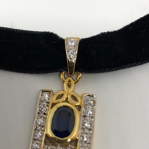 Vintage Handmade 925 Sterling Silver Gold  Sapphire Pendant